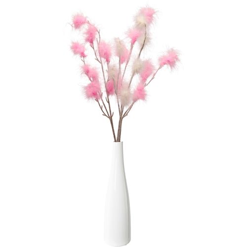 4064118351900 - Tischvase CREATIV HOME Vase mit Federzweigen rosa (weiß rosa) H27cm Ø75cm Keramik Vasen für die moderne Einrichtung