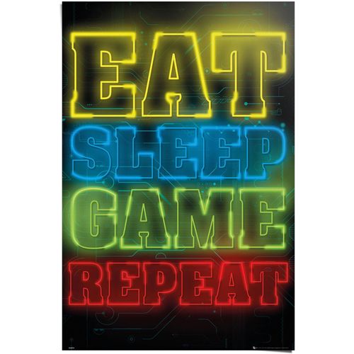 8714597563030 - Poster REINDERS Poster Zocken Eat sleep game repeat Bilder Gr B H 61 cm x 915 cm Spiele 1 St bunt (mehrfarbig) Poster
