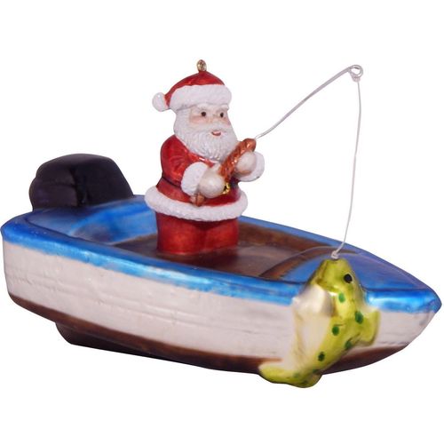 0024762700282 - Christbaumschmuck KREBS GLAS LAUSCHA Fischerboot mit Weihnachtsmann Weihnachtsdeko Christbaumschmuck bunt B11cm H125cm T85cm Glas Weihnachtsbaumschmuck mundgeblasen