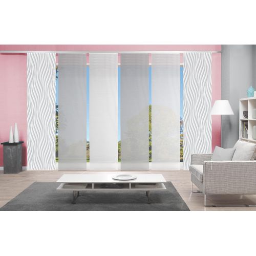 4056751298995 - Schiebegardine VISION S 6ER SET WAVE Gr 1 grau B60cm H260cm Polyester Gardinen HxB 260x60 Schiebevorhang 6er Set Digitaldruck