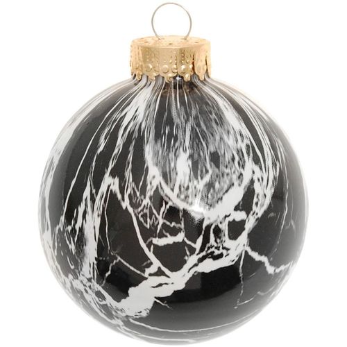 0024762212914 - Weihnachtsbaumkugel KREBS GLAS LAUSCHA Spezial-Glaskugel Marmoroptik Ø ca 8 cm schwarz Ø8cm Glas Weihnachtsbaumkugeln Weihnachtsbaumkugeln Weihnachtsdeko Christbaumschmuck Christbaumkugeln aus Glas