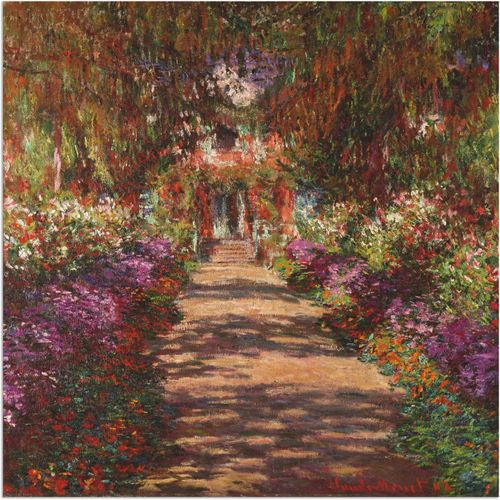4058661839480 - Wandbild ARTLAND Weg in Monets Garten Giverny 1902 Bilder Gr B H 70 cm x 70 cm Alu-Dibond-Druck Garten 1 St bunt Bild Leinwandbild Kunstdrucke Bilder als Alubild Leinwandbild Wandaufkleber oder Poster in versch Größen