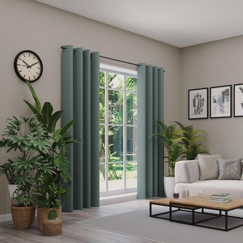 4006470546259 - Verdunkelungsvorhang NEUTEX FOR YOU INSULA grün (hellsalbei) B137cm H250cm Polyester Gardinen Uni-Dimout für starke Verdunklung nach Maß