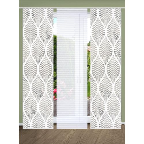 4056751443852 - Schiebegardine HOME IN GREEN VIDARO Gr 1 grau B60cm H245cm Polyester Gardinen SET DIGITALDRUCKBAMBUSOPTIK RECYCELT