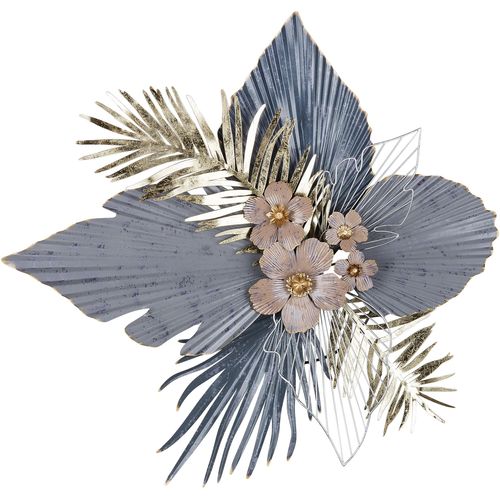 4063387678824 - Wanddekoobjekt GILDE Wandrelief Blätterkranz Merida grau Wanddekoobjekte B H T 88cm x 86cm x 10cm Metall B88cm H86cm T10cm