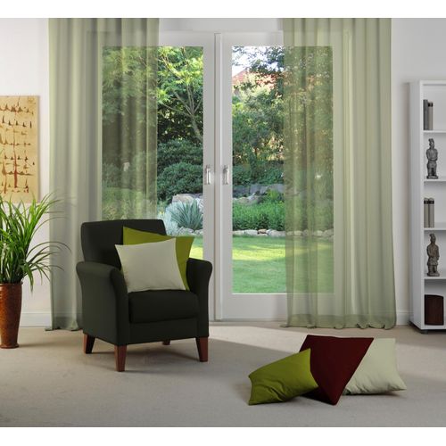 4004567429379 - Vorhang WIRTH Sunday Gardinen Gr 355 cm Kräuselband 142 cm grün (oliv) Kräuselband nach Maß