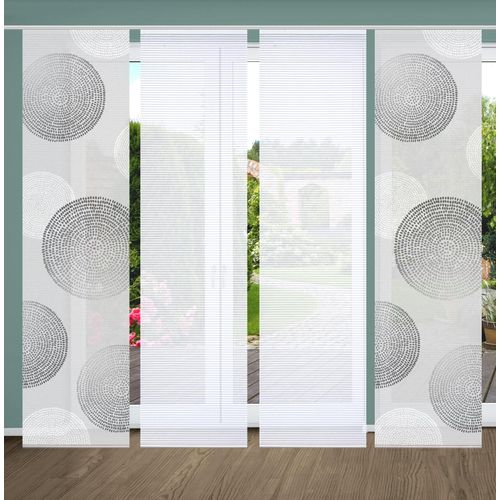 4056751527170 - Schiebegardine HOME IN GREEN GINNO Gr 1 grau B60cm H245cm Polyester Gardinen SET DIGITALDRUCKBAMBUSOPTIK RECYCELT