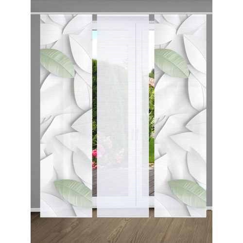 4056751515146 - Schiebegardine HOME IN GREEN LISON Gr 1 grün B60cm H245cm Polyester Gardinen SET DIGITALDRUCKBAMBUSOPTIK RECYCELT