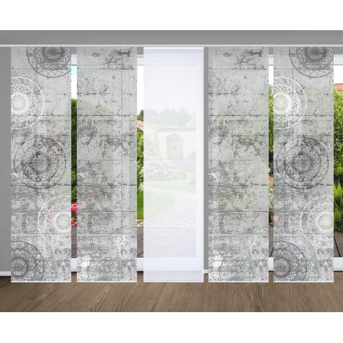 4056751438261 - Schiebegardine HOME IN GREEN MANDRIGA Gr 1 grau B60cm H245cm Polyester Gardinen SET DIGITALDRUCKBAMBUSOPTIK RECYCELT