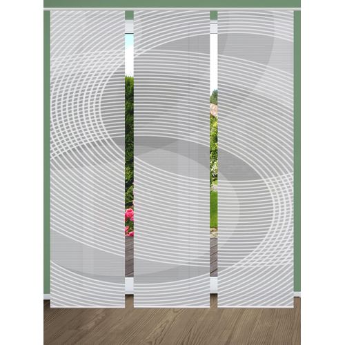 4056751513999 - Schiebegardine HOME IN GREEN DACIO 3ER SET Gr 1 grau B60cm H245cm Polyester Gardinen SET DIGITALDRUCKBAMBUSOPTIK RECYCELT