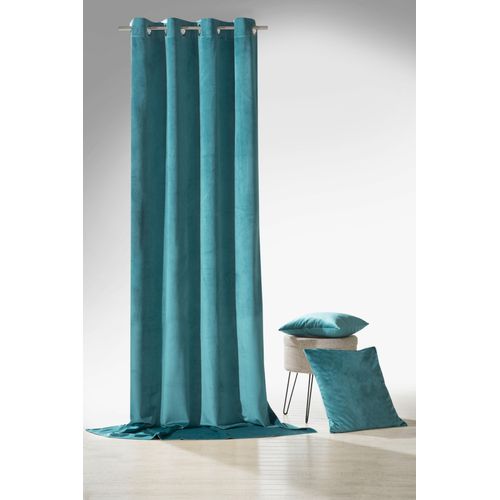 4005385829648 - Vorhang WECKBRODT Valentin Gr 1 blau (petrol) B135cm H245cm Sablu00e9 Polyester Gardinen Ösenschal Gardine blickdicht Samt-Optik Velour Unifarben