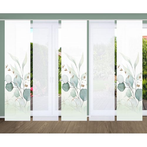 4056751441117 - Schiebegardine HOME IN GREEN ABANIO Gr 1 grün B60cm H245cm Polyester Gardinen SET DIGITALDRUCKBAMBUSOPTIK RECYCELT