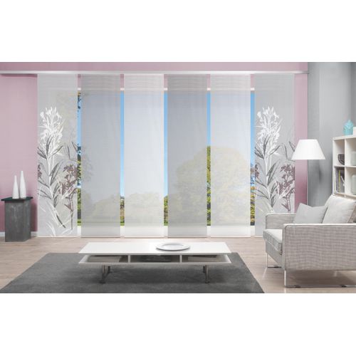 4056751298711 - Schiebegardine VISION S 6ER SET SEMORA Gr 1 grau B60cm H260cm Polyester Gardinen HxB 260x60 Schiebevorhang 6er Set Digitaldruck