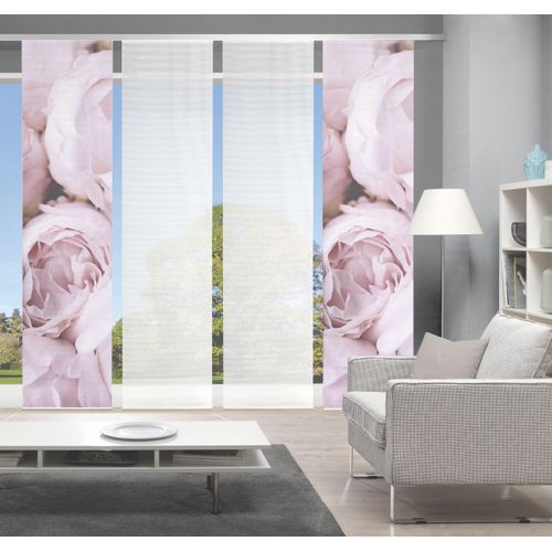 4056751384865 - Schiebegardine VISION S ROSANA 4er SET Gr 1 rosa (rosé) Gardinen 260cm Paneelwagen 60cm Polyester Bambus-Optik Digital bedruckt B60cm H260cm