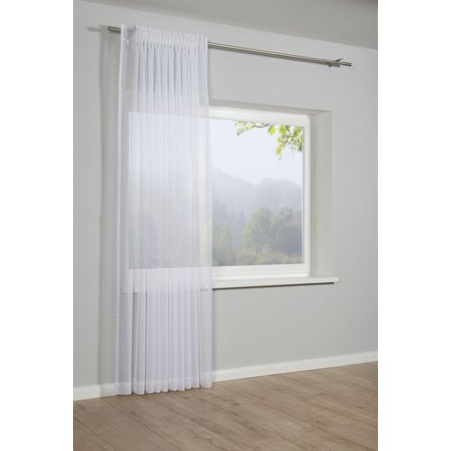 4003018366812 - Gardine Schal mit Gardinenband Voile Uni weiß B300cm H245cm Obermaterial 100% Polyester Gardinen Stoff Voile Uni 4003018366812 - Gardine Schal mit Gardinenband Voile Uni weiß B300cm H245cm Obermaterial 100% Polyester Gardinen Stoff Voile Uni