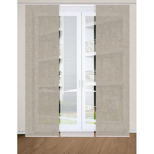 4056751444316 - Schiebegardine HOME IN GREEN ESTRA Gr 1 grau (taupe) B60cm H245cm Polyester Gardinen SET DIGITALDRUCKBAMBUSOPTIK RECYCELT