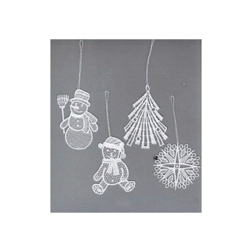 4028298305795 - Dekohänger STICKEREIEN PLAUEN Winterzeit Gr B H 7 cm x 7 cm weiß Weihnachtsdekoanhänger Dekohänger Baumbehang Winterzeit