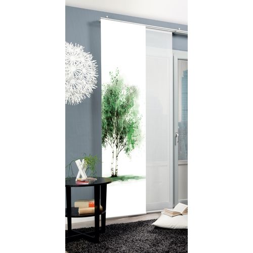 4056751538251 - Schiebegardine HOME WOHNIDEEN TREE Gr 1 grün B60cm H245cm Polyester Gardinen Schiebewand Seidenoptik Digitaldruck