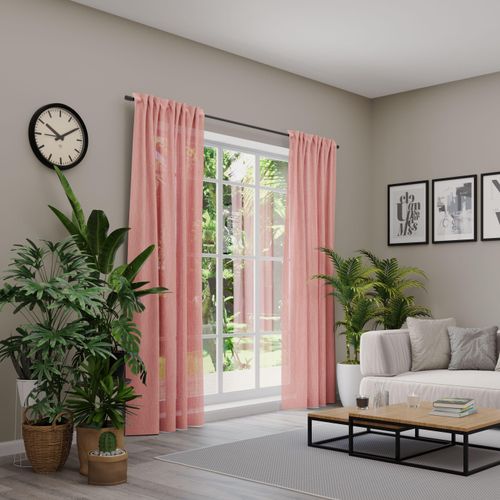 4006470481567 - Gardine HEINE HOME Gardinen Gr 245 cm Multifunktionsband 140 cm orange (koralle) Halbtransparente Gardinen