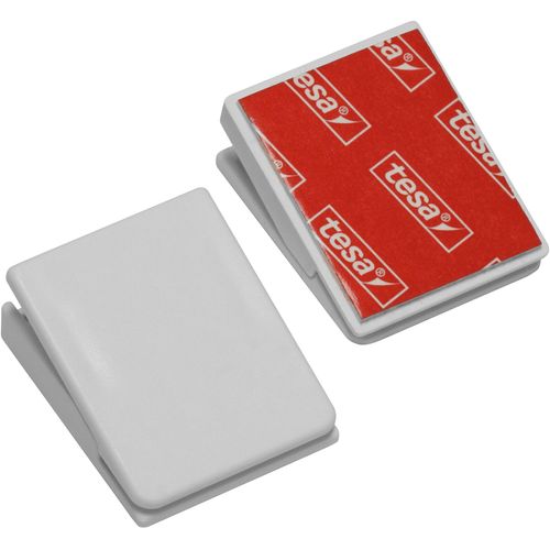 4003018383666 - Dekoklammer Klebeklammer weiß 2 Stk Kunststoff Gardinenbefestigungen mit Qualitäts-Klebe-Pads