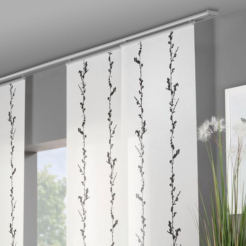 4015161036863 - Schiebegardine Alexa Gr 1 schwarz-weiß (weiß schwarz) B60cm H245cm Polyester Gardinen HxB 245x60 mit Aufhängung in silberfarben 4015161036863 - Schiebegardine Alexa Gr 1 schwarz-weiß (weiß schwarz) B60cm H245cm Polyester Gardinen HxB 245x60 mit Aufhängung in silberfarben