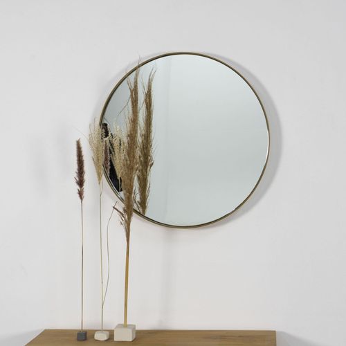 8712077106746 - Spiegel DONNA 3 gold (rahmen goldfarben) Ø 60cm normales Spiegelglas Stahl glasspiegel Wandspiegel aus Stahl B60cm H60cm T5cm