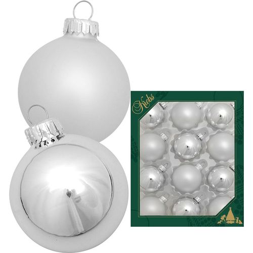 0024762212846 - Weihnachtsbaumkugel KREBS GLAS LAUSCHA Glaskugelsortiment Silberfarben Glanz Satin Ø ca 5 cm silber (silberfarben) Ø5cm Glas Weihnachtsbaumkugeln Weihnachtsdeko Christbaumschmuck Christbaumkugeln aus Glas