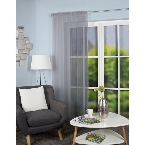 4056751418355 - Gardine HOME BASICS VINA grau B140cm H245cm Voile Obermaterial 100% Polyester Gardinen halbtransparent 4056751418355 - Gardine HOME BASICS VINA grau B140cm H245cm Voile Obermaterial 100% Polyester Gardinen halbtransparent
