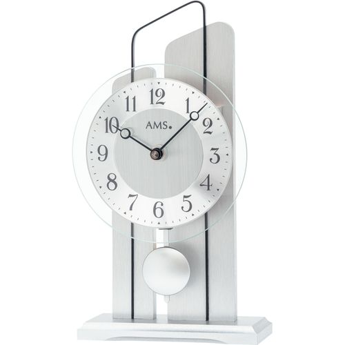4037445160873 - Pendeltischuhr AMS silber (silberfarben) Tischuhren Wohnzimmer Esszimmer Made in Germany 4037445160873 - Pendeltischuhr AMS silber (silberfarben) Tischuhren Wohnzimmer Esszimmer Made in Germany
