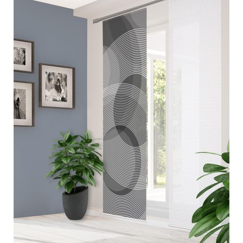 4056751514088 - Schiebegardine HOME IN GREEN AFONSO Gr 1 grau (anthrazit) B60cm H245cm Polyester Gardinen DIGITALBEDRUCKT BAMBUSOPTIK RECYCELT