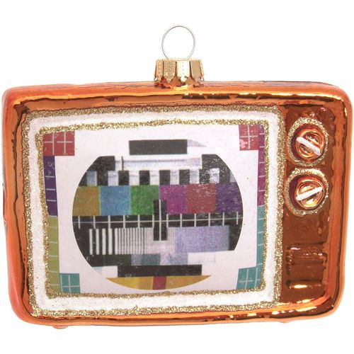 0024762243246 - Christbaumschmuck KREBS GLAS LAUSCHA Nostalgischer Fernseher braun B12cm H8cm T15cm Glas Weihnachtsbaumschmuck Christbaumschmuck aus Glas mundgeblasen handgefertigt Figur