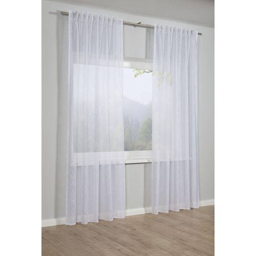 4003018366942 - Gardine Schal mit Gardinenband Ausbrenner Grafik weiß B140cm H245cm Obermaterial 50% Polyester 50% Viskose Gardinen Stoff Ausbrenner Graphic