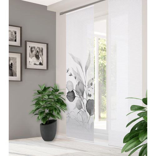 4056751437042 - Schiebegardine HOME IN GREEN ABANIO Gr 1 grau B60cm H245cm Polyester Gardinen DIGITALBEDRUCKT BAMBUSOPTIK RECYCELT