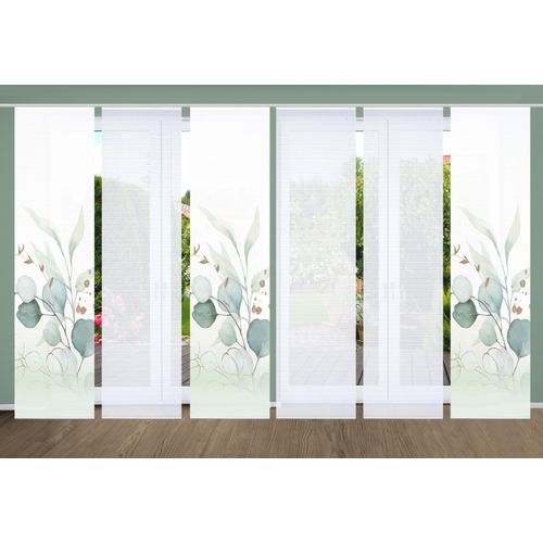 4056751441131 - Schiebegardine HOME IN GREEN ABANIO Gr 1 grün B60cm H245cm Polyester Gardinen SET DIGITALDRUCKBAMBUSOPTIK RECYCELT