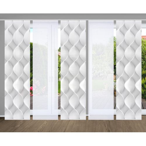 4056751437905 - Schiebegardine HOME IN GREEN LAMIRA Gr 1 grau B60cm H245cm Polyester Gardinen SET DIGITALDRUCKBAMBUSOPTIK RECYCELT