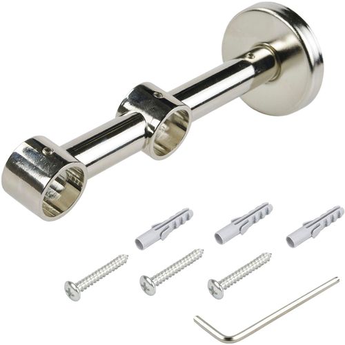 4016318347115 - Gardinenstangenhalter Doppelträger Wandträger 2-läufig für 20 mm Stangen Celebration Gardinenstangenhalterungen Gr Länge 15 cm grau (nickelfarben) Gardinenstangenhalter Gardinenstangenhalterungen Träger Wandträger