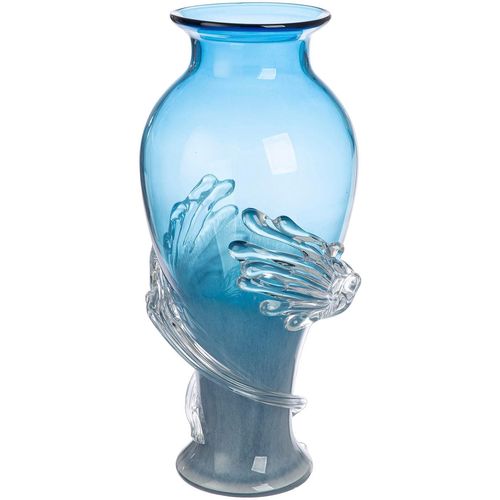 4063387470039 - Tischvase CASABLANCA BY GILDE Vase Wave blau blau B23cm H50cm T23cm Ø23cm Glas Vasen