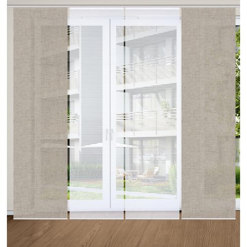 4056751444330 - Schiebegardine HOME IN GREEN ESTRA Gr 1 grau (taupe) B60cm H245cm Polyester Gardinen SET DIGITALDRUCKBAMBUSOPTIK RECYCELT