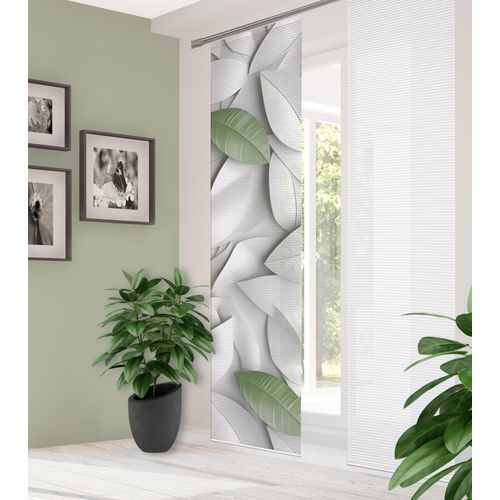 4056751513814 - Schiebegardine HOME IN GREEN LISON Gr 1 grün B60cm H245cm Polyester Gardinen DIGITALBEDRUCKT BAMBUSOPTIK RECYCELT