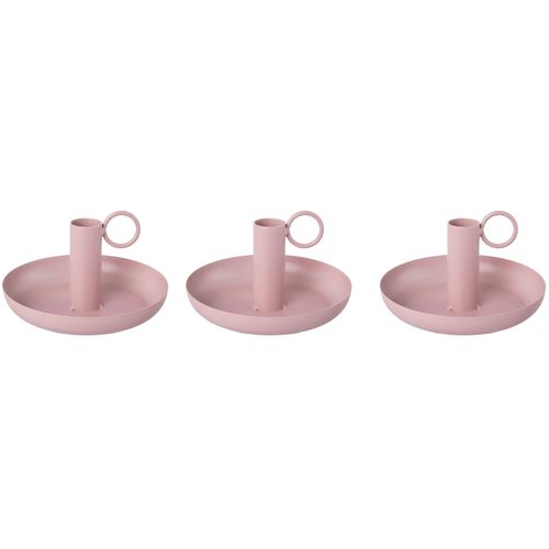 4064118179016 - Kerzenhalter CREATIV HOME Stabkerzenhalter WUZZ rosa H6cm Ø13cm Metall Kerzenhalter aus Metall mit dekorativem Henkel
