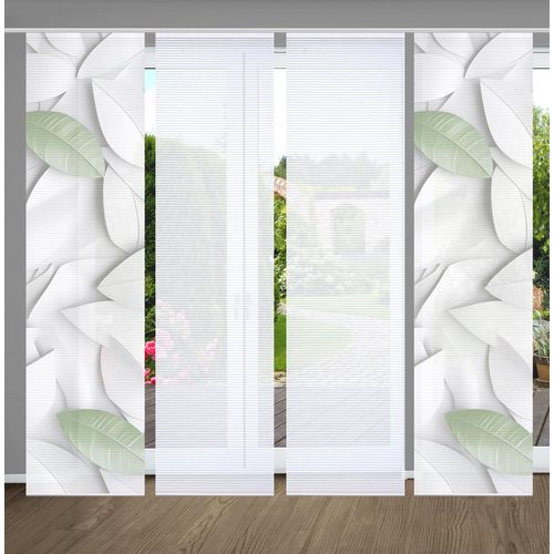 4056751515160 - Schiebegardine HOME IN GREEN LISON Gr 1 grün B60cm H245cm Polyester Gardinen SET DIGITALDRUCKBAMBUSOPTIK RECYCELT