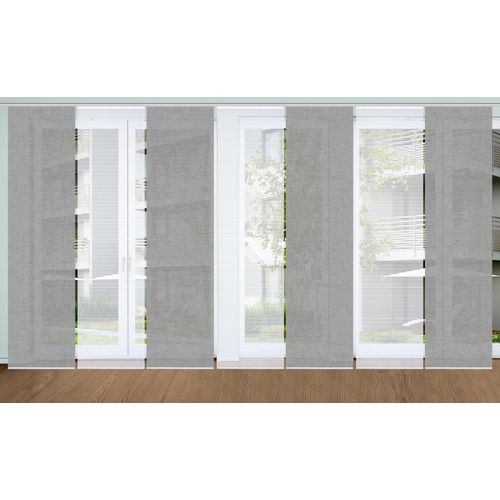 4056751444408 - Schiebegardine HOME IN GREEN ESTRA Gr 1 grau B60cm H245cm Polyester Gardinen SET DIGITALDRUCKBAMBUSOPTIK RECYCELT