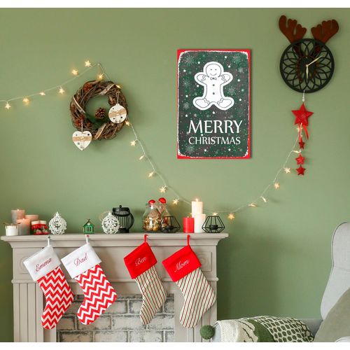 4067437338447 - Metallbild QUEENCE Gingerbread Man Bilder Gr B H 30 cm x 45 cm Metallbild Hochformat 1 St weiß Metallbilder Stahlschilder