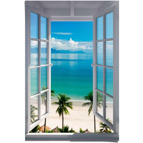 8714597372755 - Poster REINDERS Fenster zum Strand blau (farbe bild(er) blau) B61cm H915cm Papier Bilder