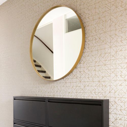 8712077106234 - Wandspiegel Donna gold (goldfarben) Spiegel B H T 90cm x 90cm x 6cm Ø 90cm Metall Spiegelglas Metall Qualitativ hochwertiges Erscheinungsbild Ø 90 cm B90cm H90cm T6cm