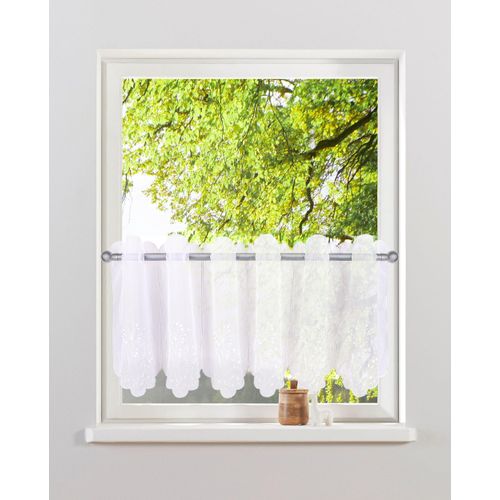 4068222498995 - Scheibengardine HOME AFFAIRE Maarle Gr 4 weiß B120cm H45cm Polyester Polyester Gardinen