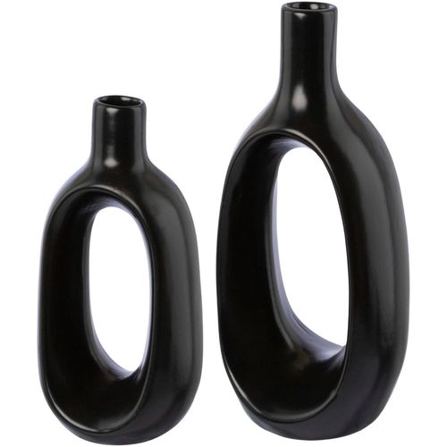 4064118178385 - Dekovase ANDAS Maélia schwarz B95cm H22cm T85cm Keramik Vasen aus Keramik in außergewöhnlichem Design