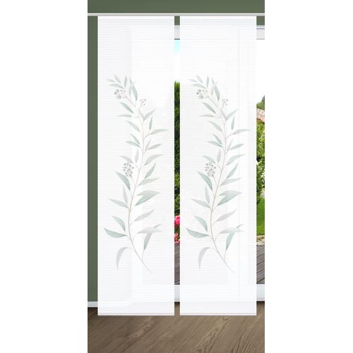 4056751515610 - Schiebegardine HOME IN GREEN CELSO Gr 1 grün (mint) B60cm H245cm Polyester Gardinen SET DIGITALDRUCKBAMBUSOPTIK RECYCELT