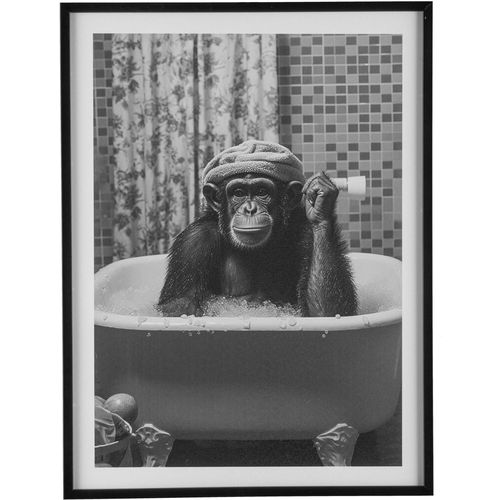 4064118323631 - Bild mit Rahmen CREATIV HOME Leinwandbild Affe in Badewanne bunt (farbe rahmen schwarz farbe bild(er) bunt) B30cm H40cm T18cm Bilder mit Rahmen