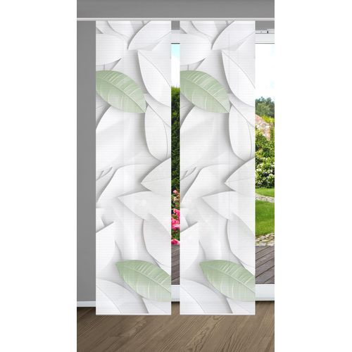 4056751515122 - Schiebegardine HOME IN GREEN LISON Gr 1 grün B60cm H245cm Polyester Gardinen SET DIGITALDRUCKBAMBUSOPTIK RECYCELT